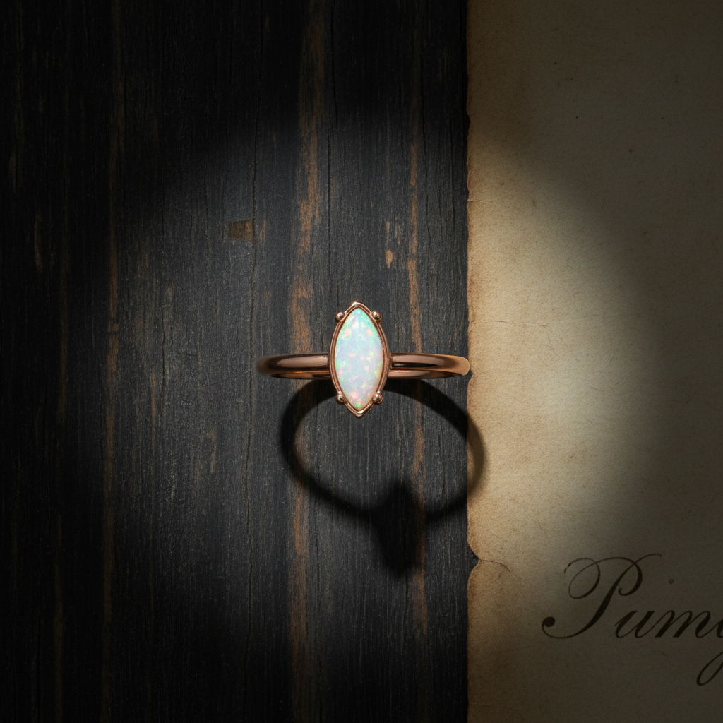 Anillo marquesa de plata con ópalo de imitación