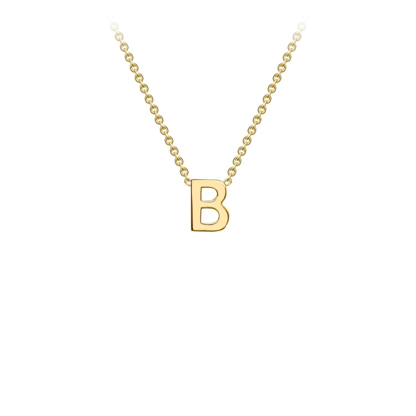 9K Yellow Gold 'B' Initial Adjustable Letter Necklace 38/43cm