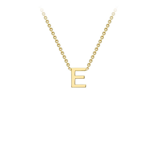 9K Yellow Gold 'E' Initial Adjustable Letter Necklace 38/43cm