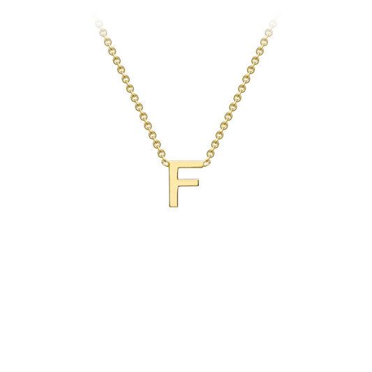 9K Yellow Gold 'F' Initial Adjustable Letter Necklace 38/43cm