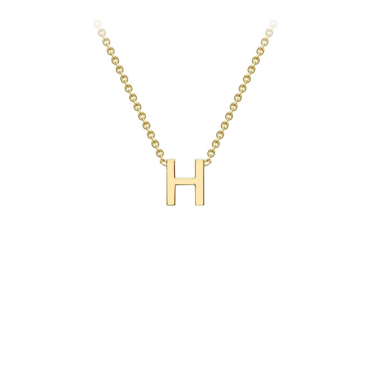 9K Yellow Gold 'H' Initial Adjustable Letter Necklace 38/43cm