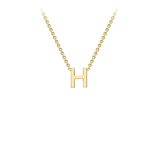 9K Yellow Gold 'H' Initial Adjustable Letter Necklace 38/43cm