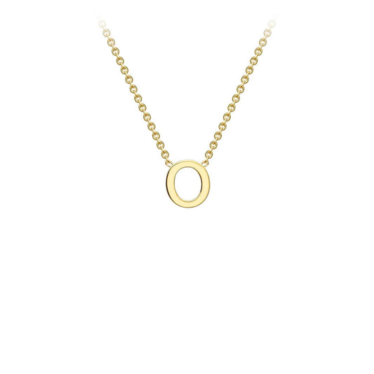 9K Yellow Gold 'O' Initial Adjustable Letter Necklace 38/43cm