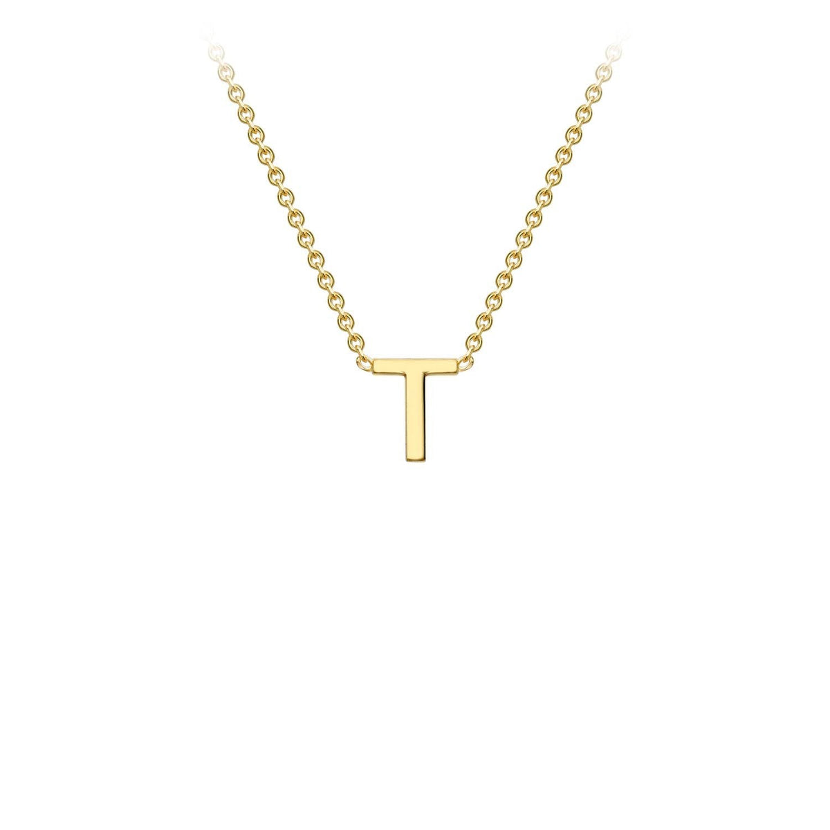 9K Yellow Gold 'T' Initial Adjustable Letter Necklace 38/43cm