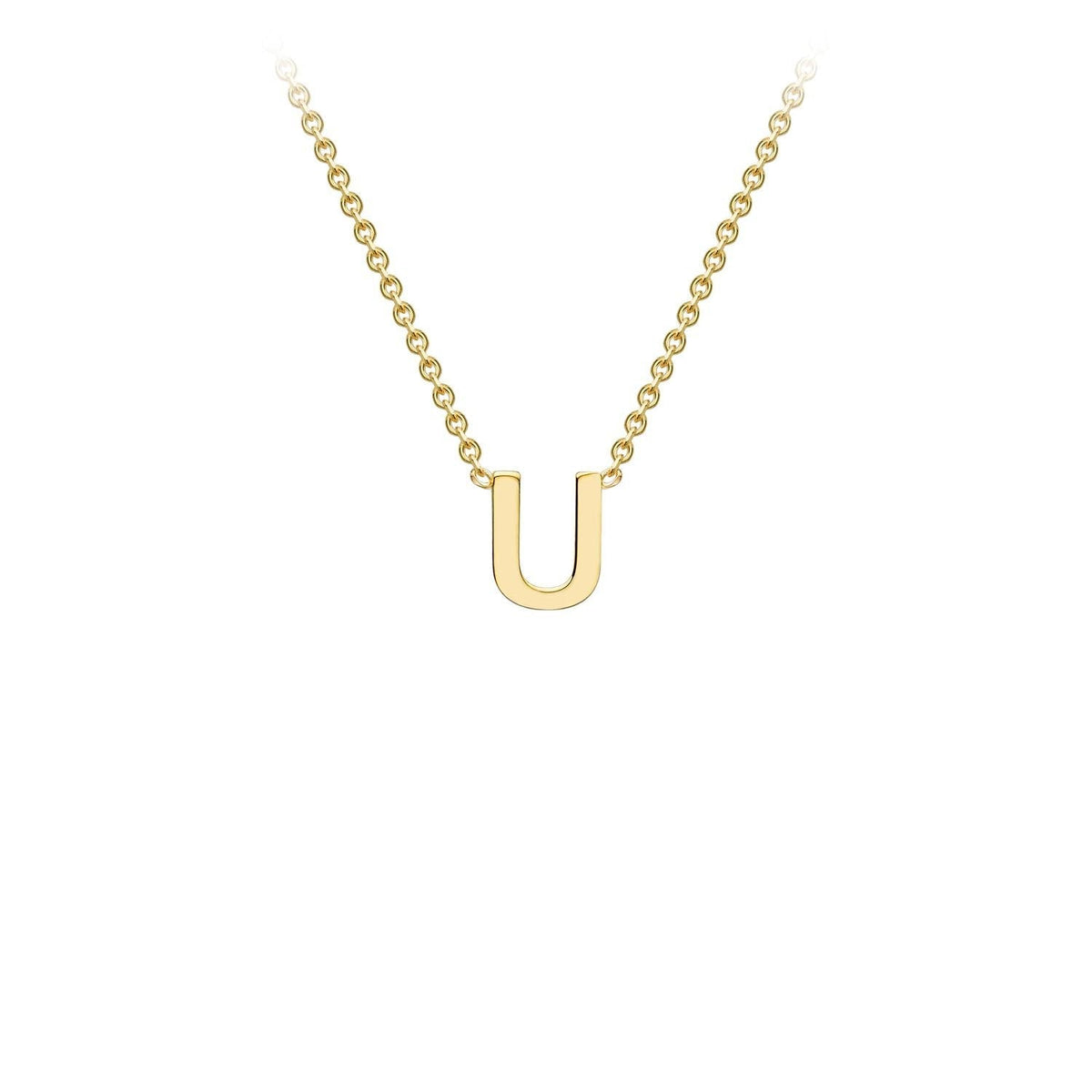 9K Yellow Gold 'U' Initial Adjustable Letter Necklace 38/43cm