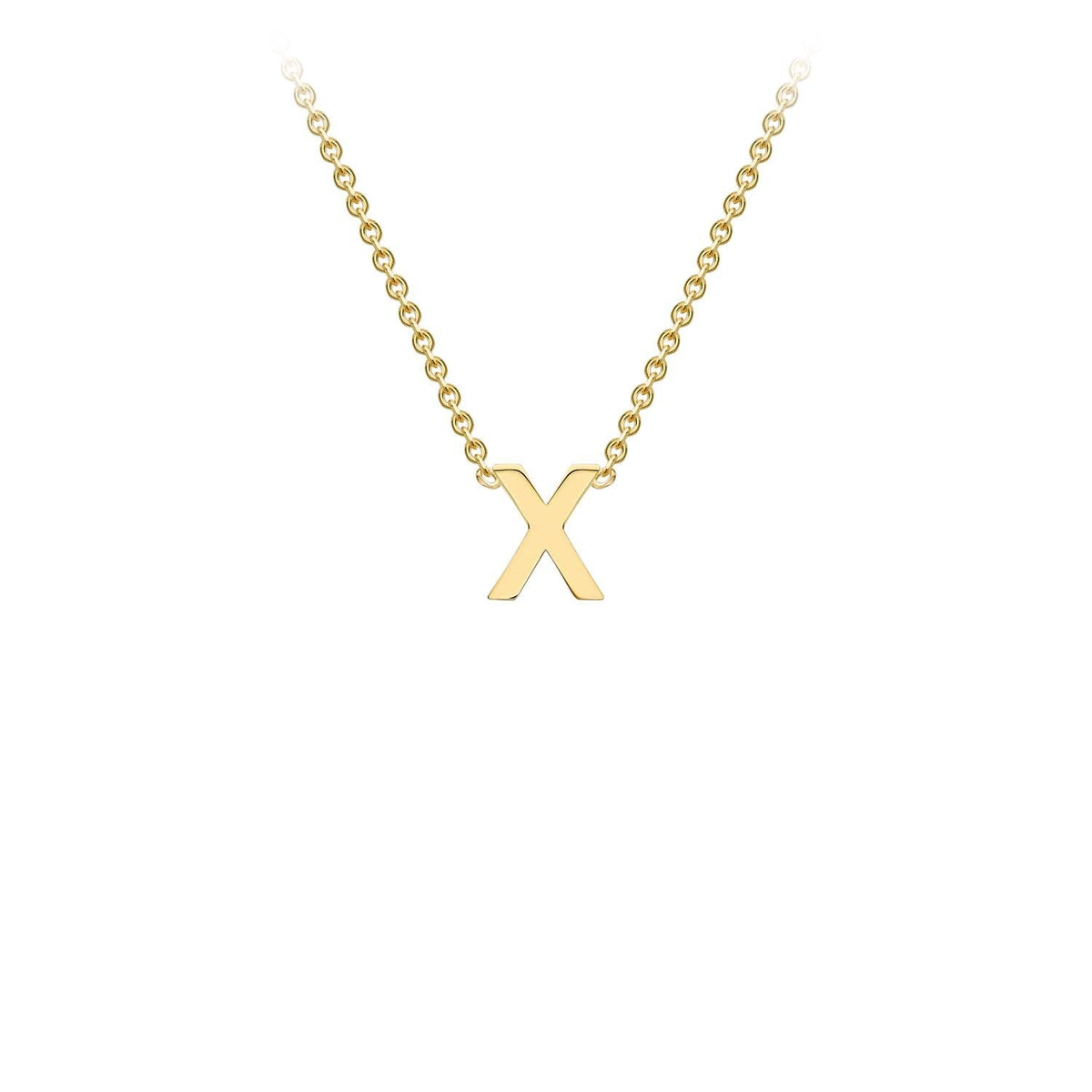 9K Yellow Gold 'X' Initial Adjustable Letter Necklace 38/43cm
