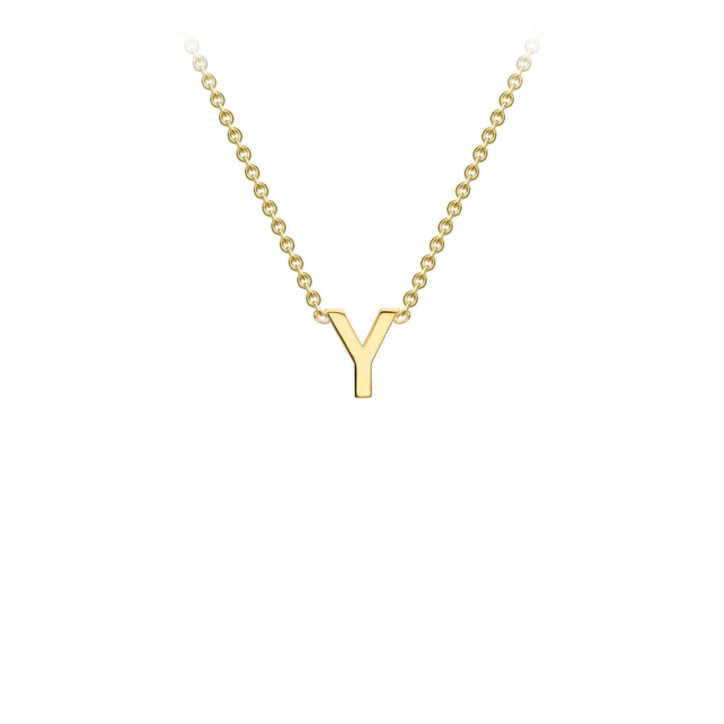 9K Yellow Gold 'Y' Initial Adjustable Letter Necklace 38/43cm