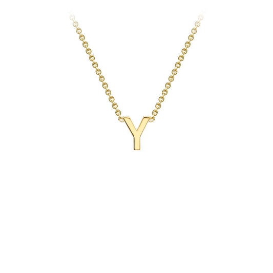 9K Yellow Gold 'Y' Initial Adjustable Letter Necklace 38/43cm
