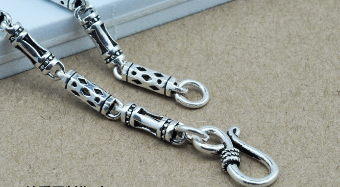 El collar de hombre de plata 925, cadena gruesa de plata, larga, estilo retro, versátil, cadena para suéter.