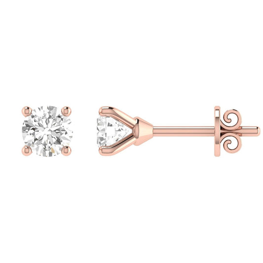 Diamond stud earrings with 0.90ct diamonds in 18K rose gold