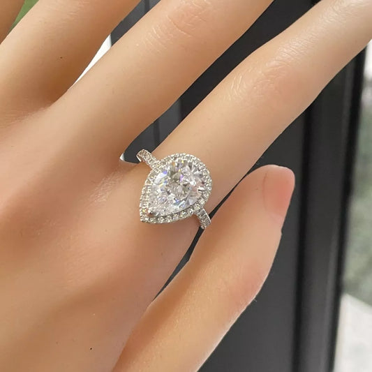 4 carat moissanite teardrop ring, 925 sterling silver — view 2