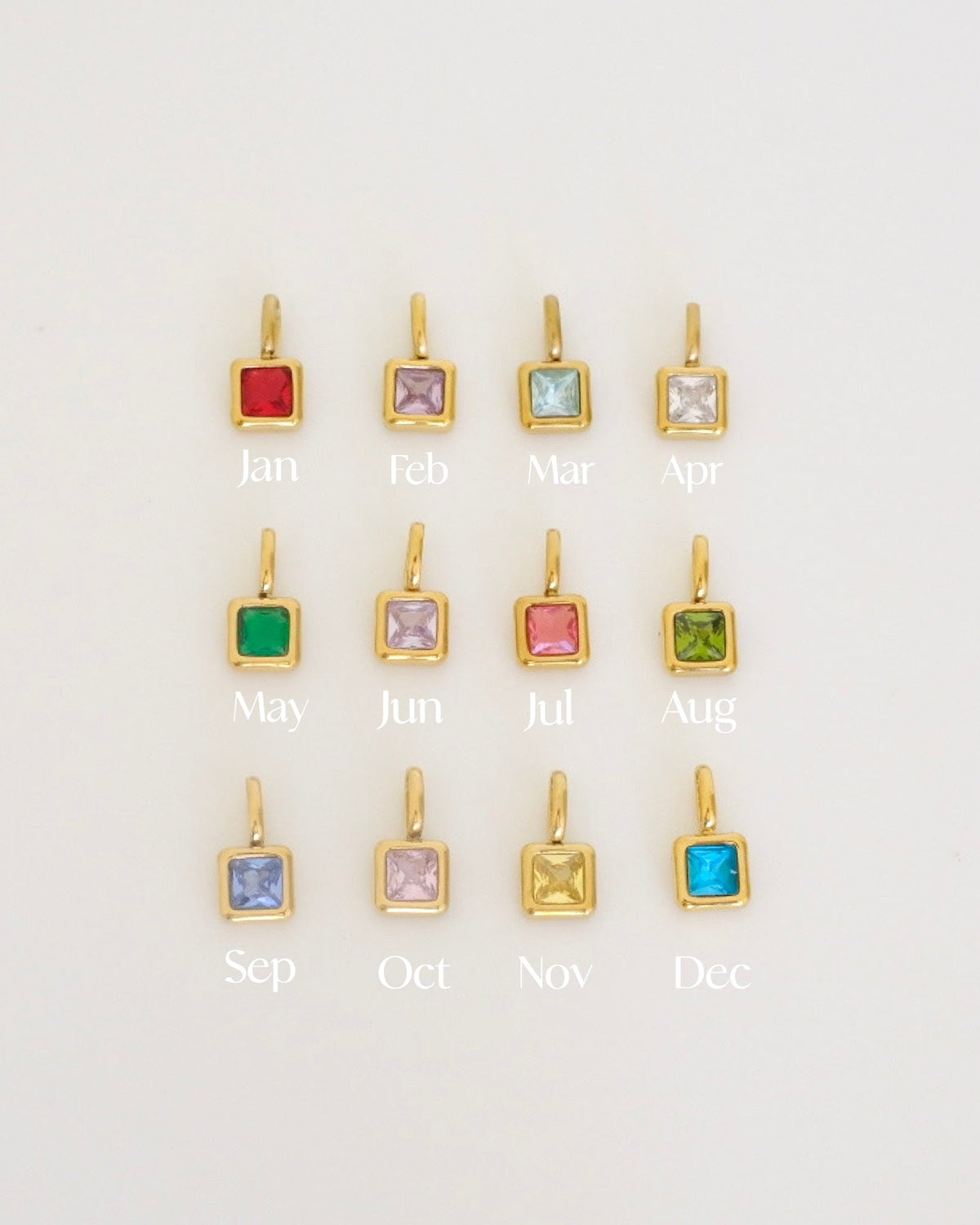 Birthstone square charm