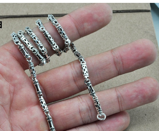 El collar de hombre de plata 925, cadena gruesa de plata, larga, estilo retro, versátil, cadena para suéter.