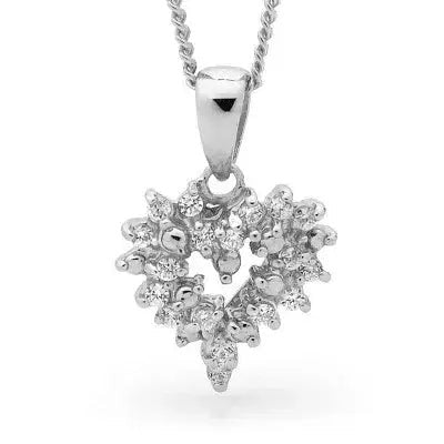 Cubic zirconia heart pendant in 925 sterling silver with chain by Giulia's Secret