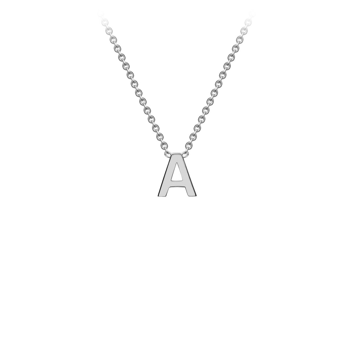 9K White Gold 'A' Initial Adjustable Letter Necklace 38/43cm