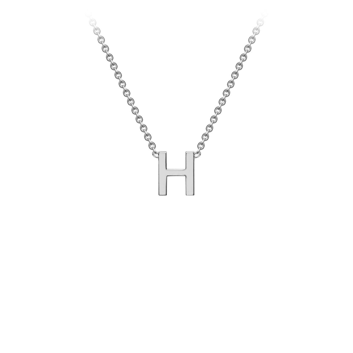 9K White Gold 'H' Initial Adjustable Letter Necklace 38/43cm