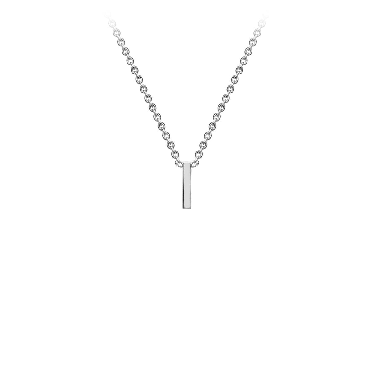9K White Gold 'I' Initial Adjustable Letter Necklace 38/43cm