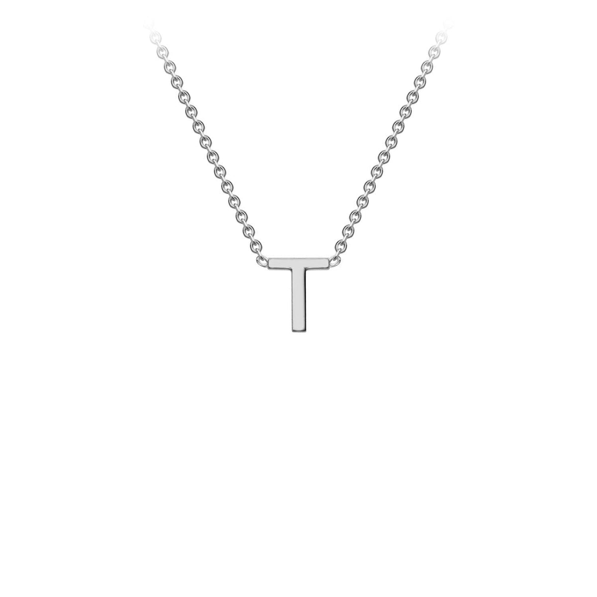 9K White Gold 'T' Initial Adjustable Letter Necklace 38/43cm