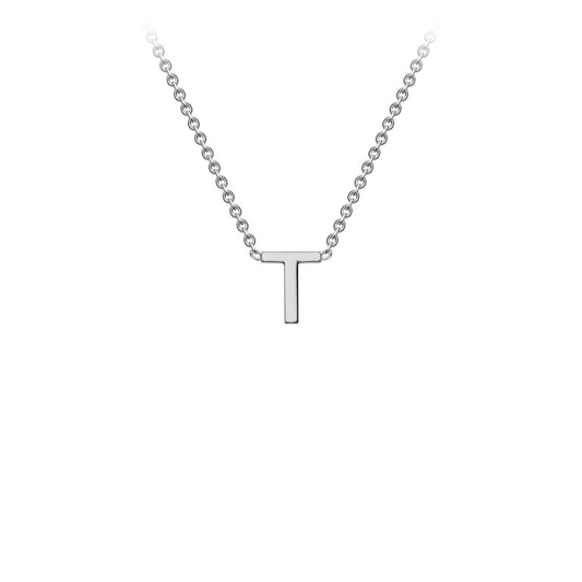 9K White Gold 'T' Initial Adjustable Letter Necklace 38/43cm