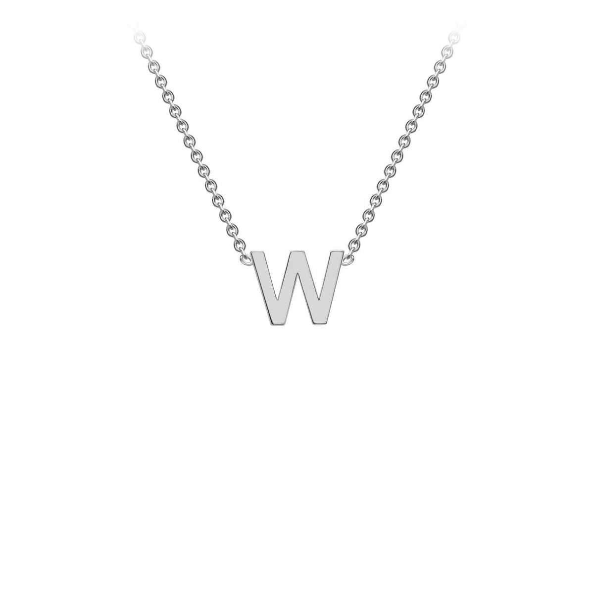 9K White Gold 'W' Initial Adjustable Letter Necklace 38/43cm