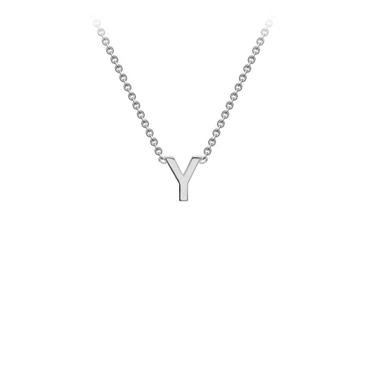 9K white gold letter Y initial pendant necklace on adjustable chain