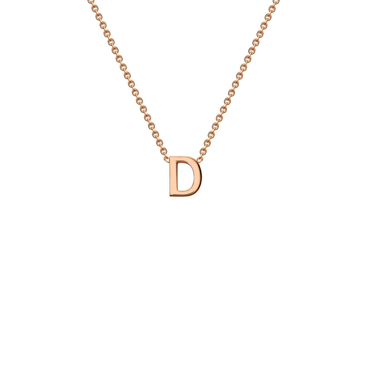 9K Rose Gold 'D' Initial Adjustable Letter Necklace 38/43cm