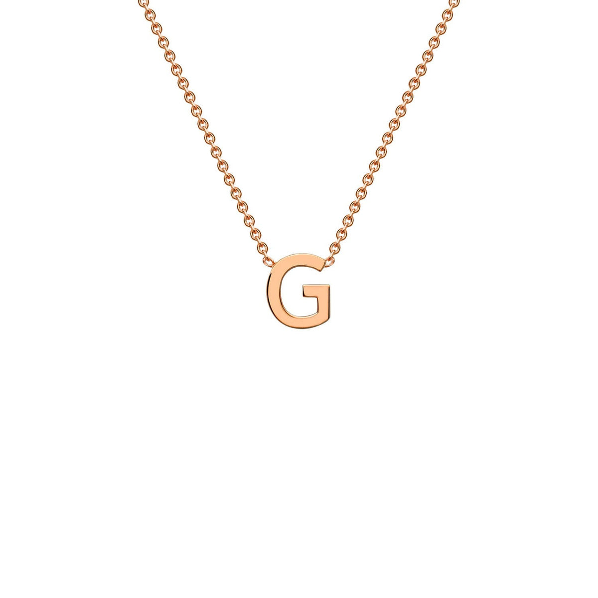 9K rose gold letter G initial pendant necklace on adjustable chain