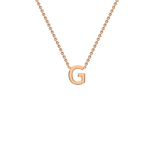 9K rose gold letter G initial pendant necklace on adjustable chain