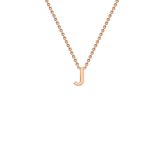 9K rose gold letter J initial pendant necklace on adjustable chain