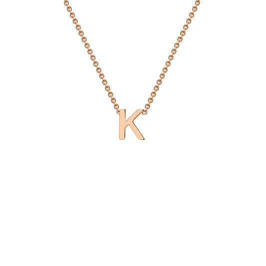 9K rose gold letter K initial pendant necklace on adjustable chain
