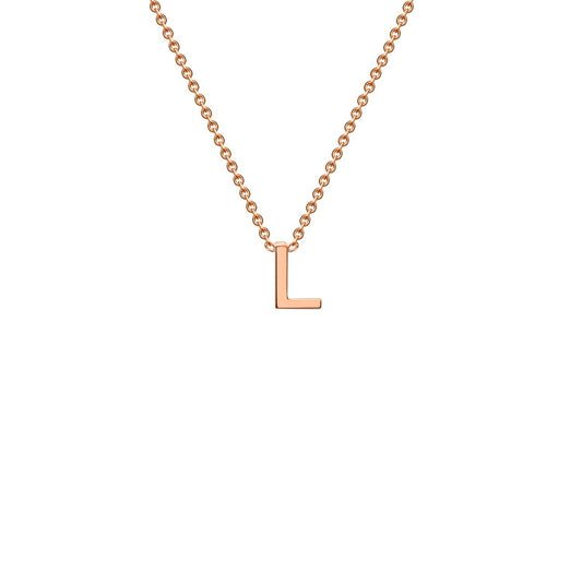 9K rose gold letter L initial pendant necklace on adjustable chain