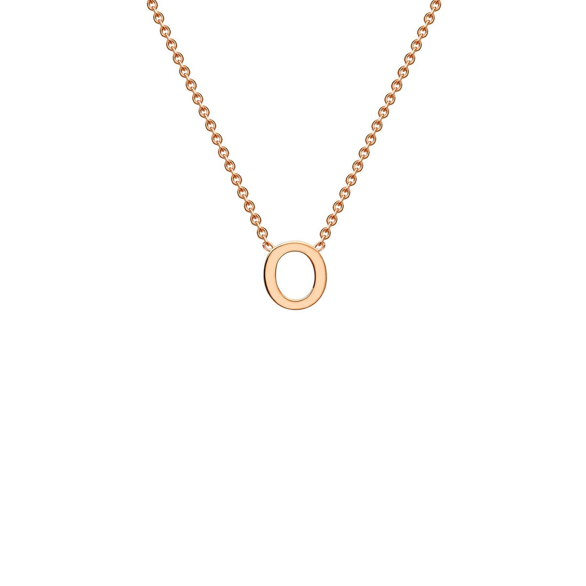 9K rose gold letter O initial pendant necklace on adjustable chain
