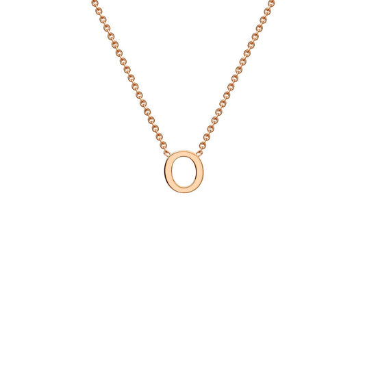 9K rose gold letter O initial pendant necklace on adjustable chain