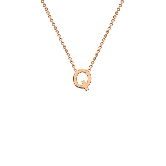 9K rose gold letter Q initial pendant necklace on adjustable chain