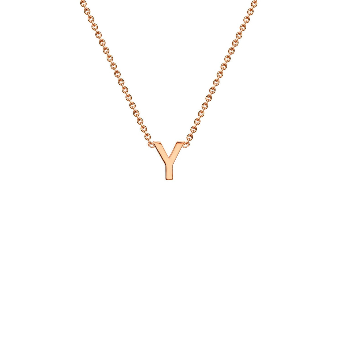9K rose gold letter Y initial pendant necklace on adjustable chain