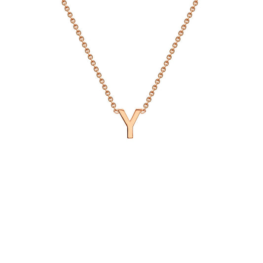 9K rose gold letter Y initial pendant necklace on adjustable chain