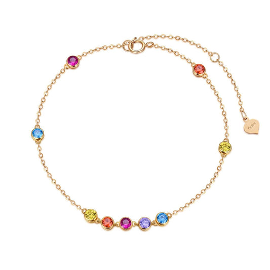 14K Yellow Gold Chakra Bracelet with 5A Cubic Zirconia