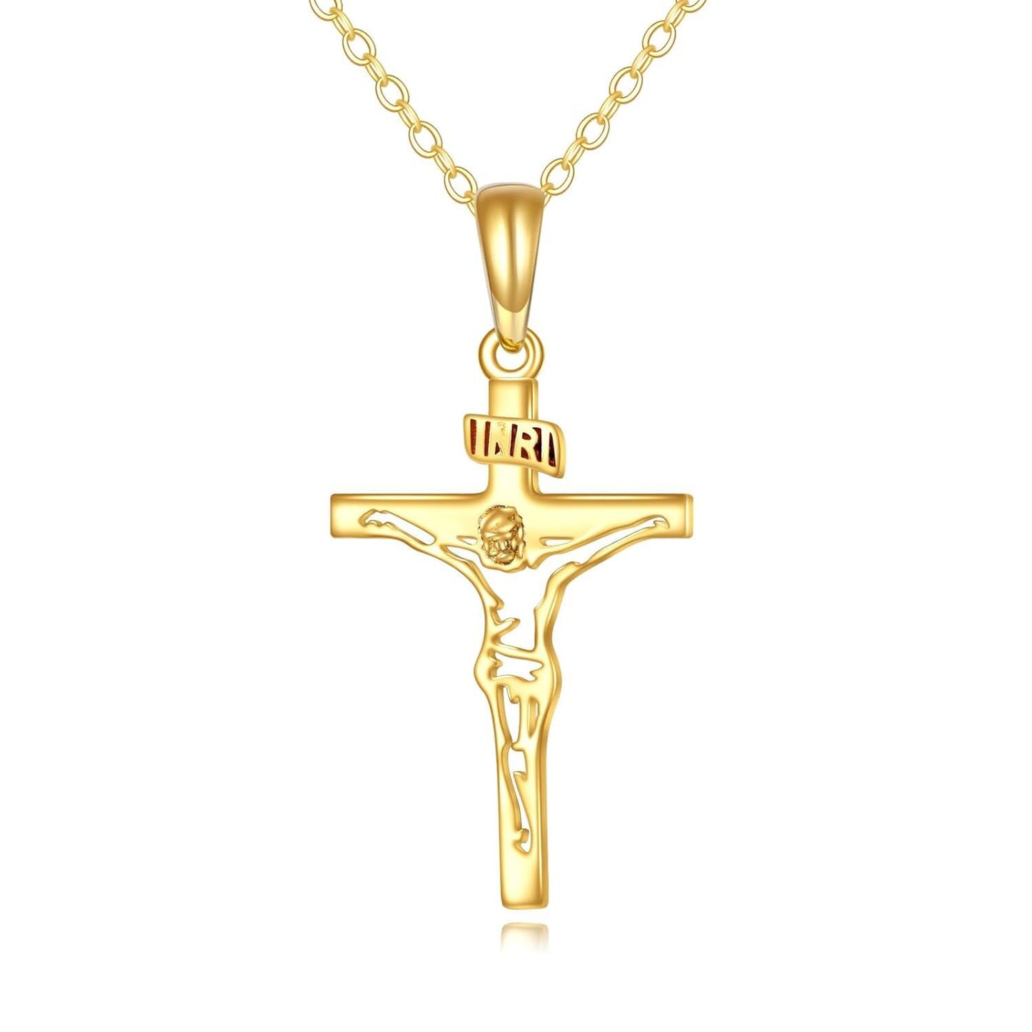 14K Gold Crucifix Pendant Necklace for Men & Women