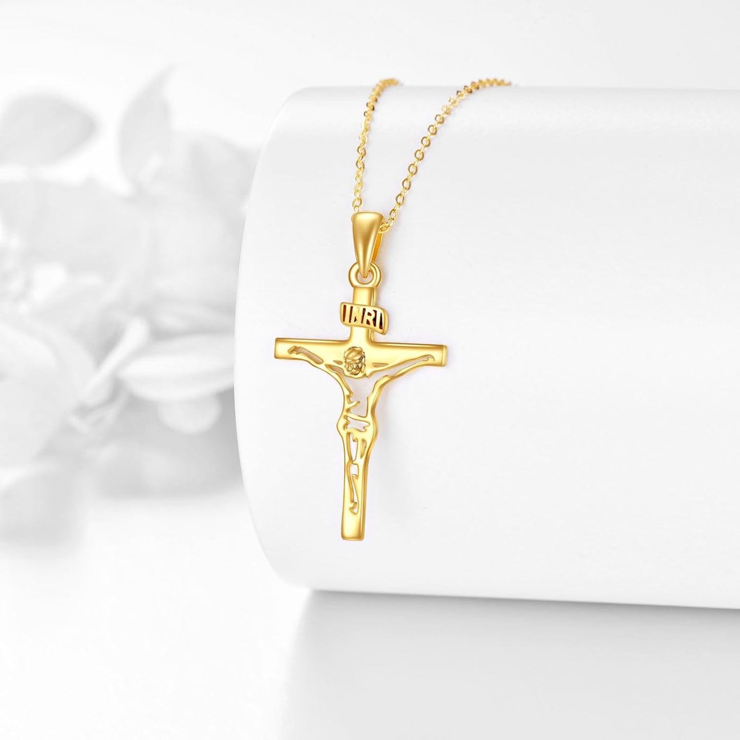 14K Gold Crucifix Pendant Necklace for Men & Women