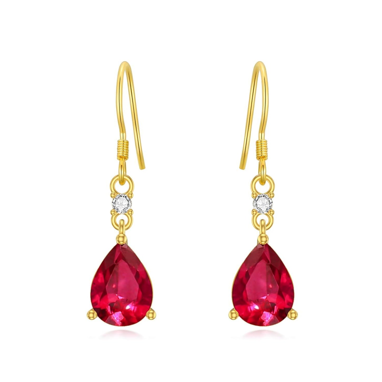 14K Gold 3ct Pear-Cut Birthstone Dangle Earrings
