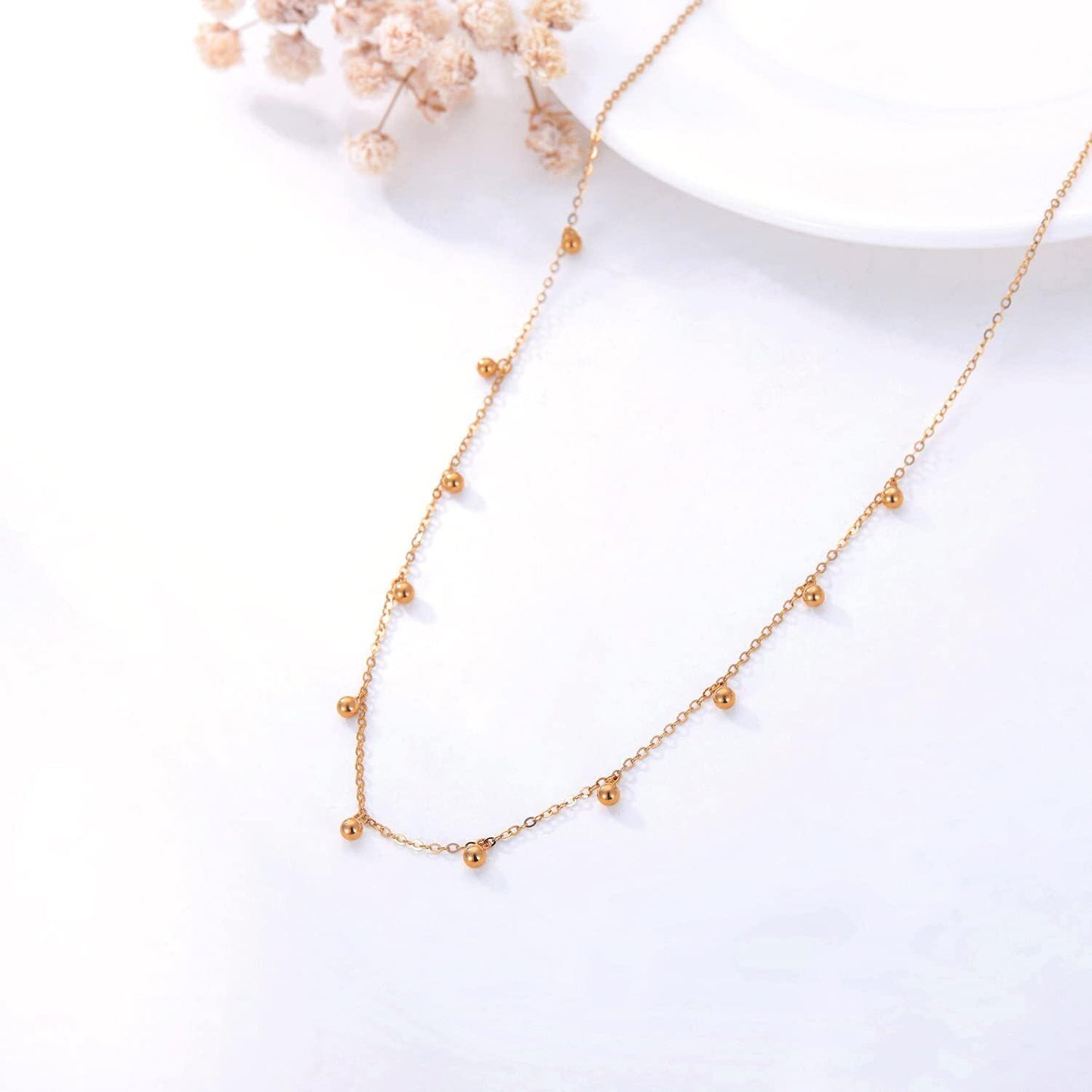 14K & 18K Gold Beaded Choker Necklace