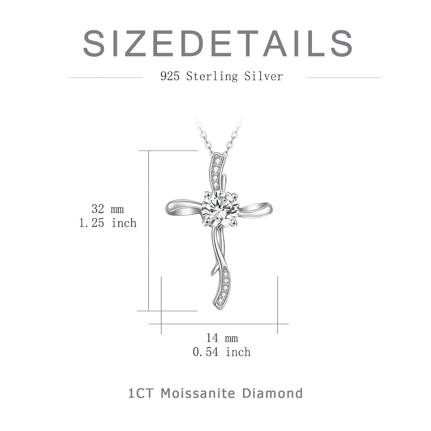 14K Gold Women's Cross Necklace with Cubic Zirconia