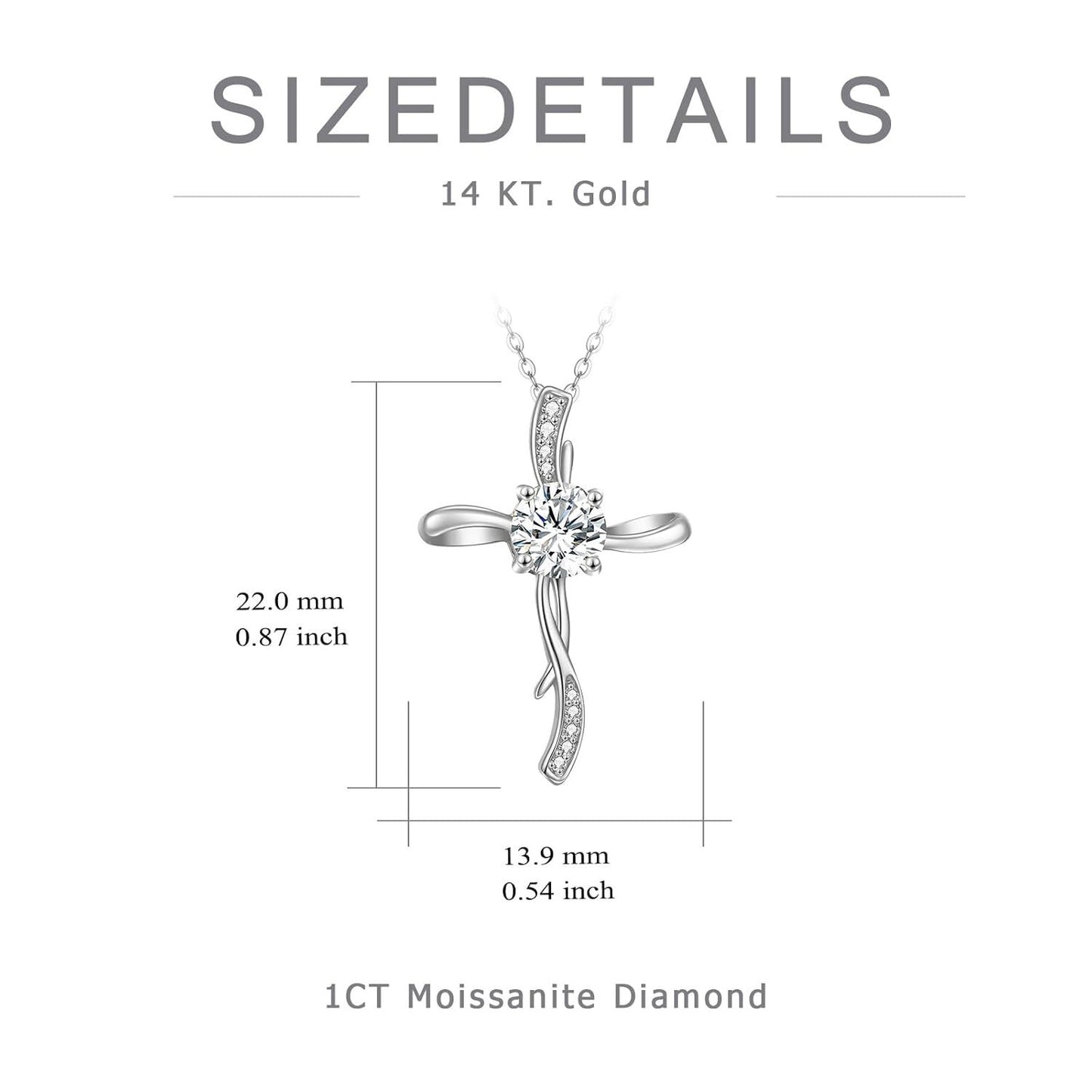 14K Gold Women's Cross Necklace with Cubic Zirconia