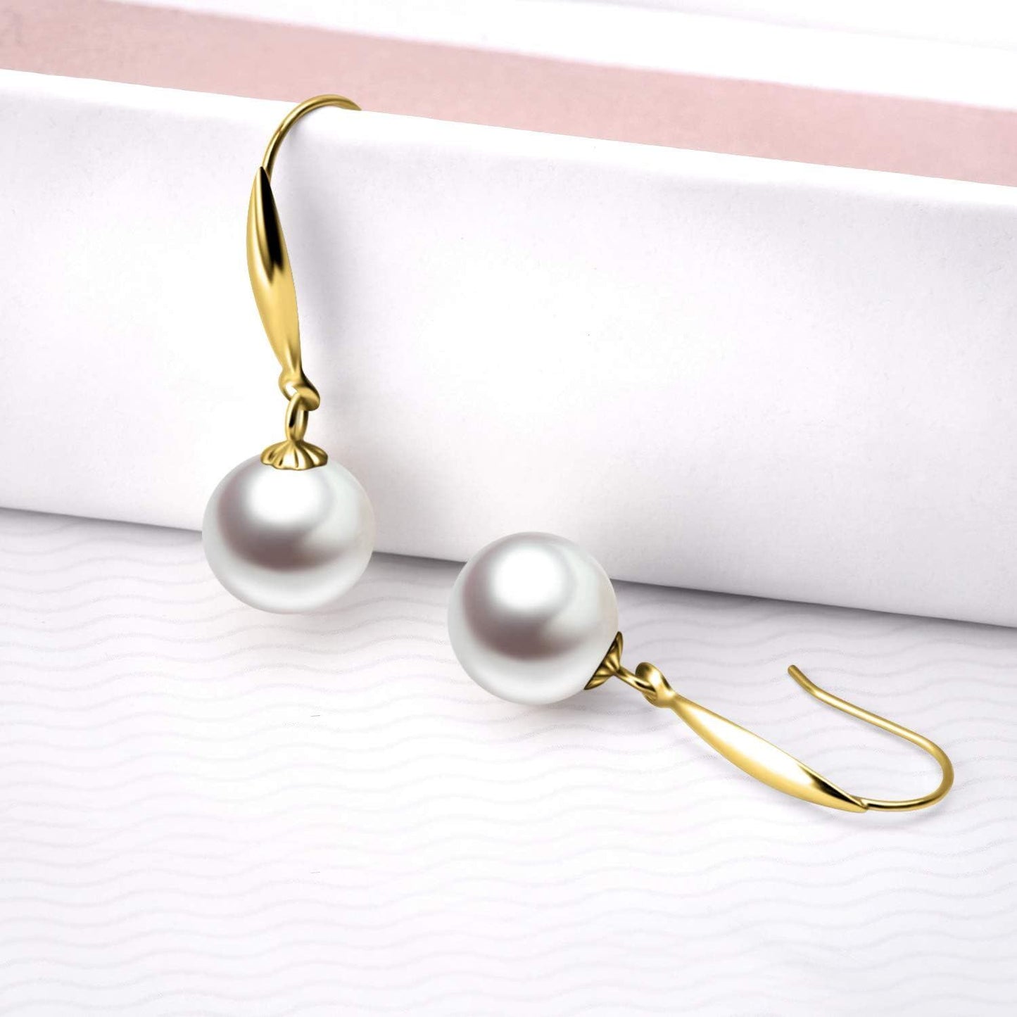 Pendientes de oro de 18 quilates con perlas cultivadas de agua dulce - 8 mm de diámetro