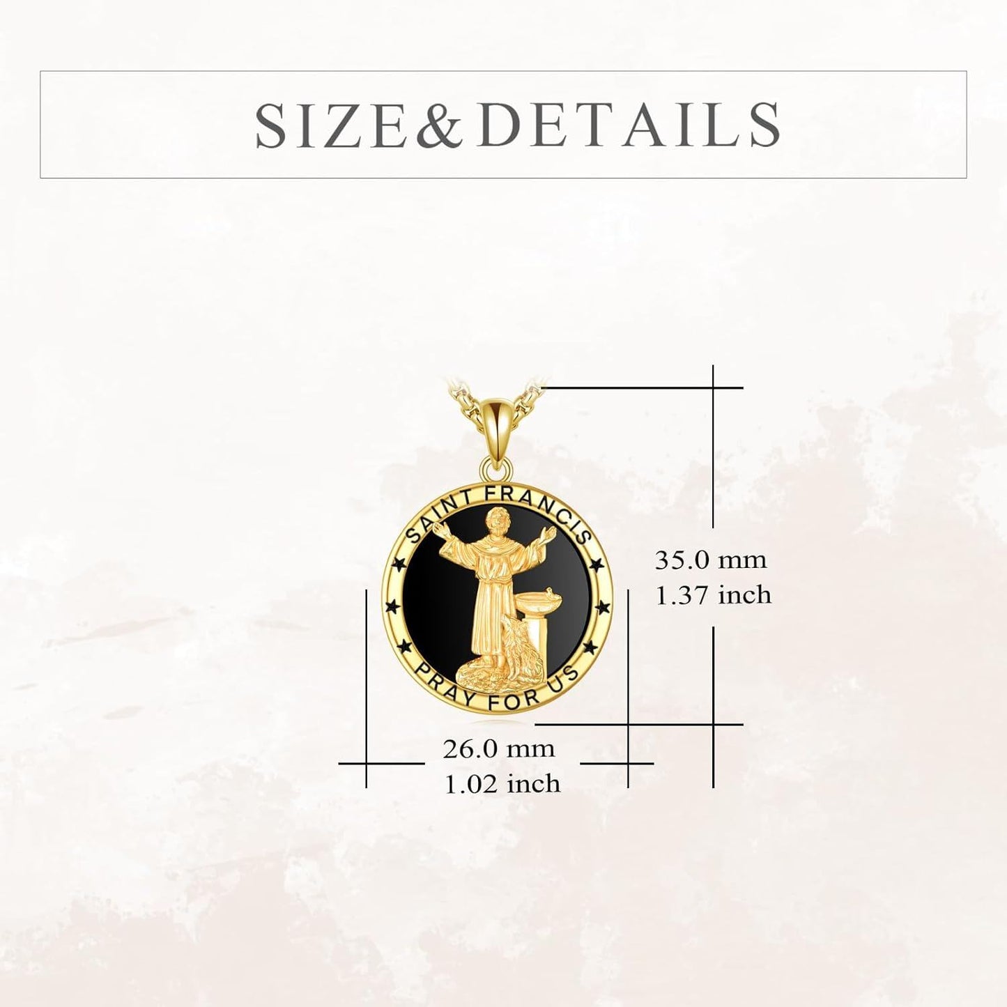 925 Sterling Silver Plated Gold  Saint Francis Pray for Us Religious Medal Necklaces