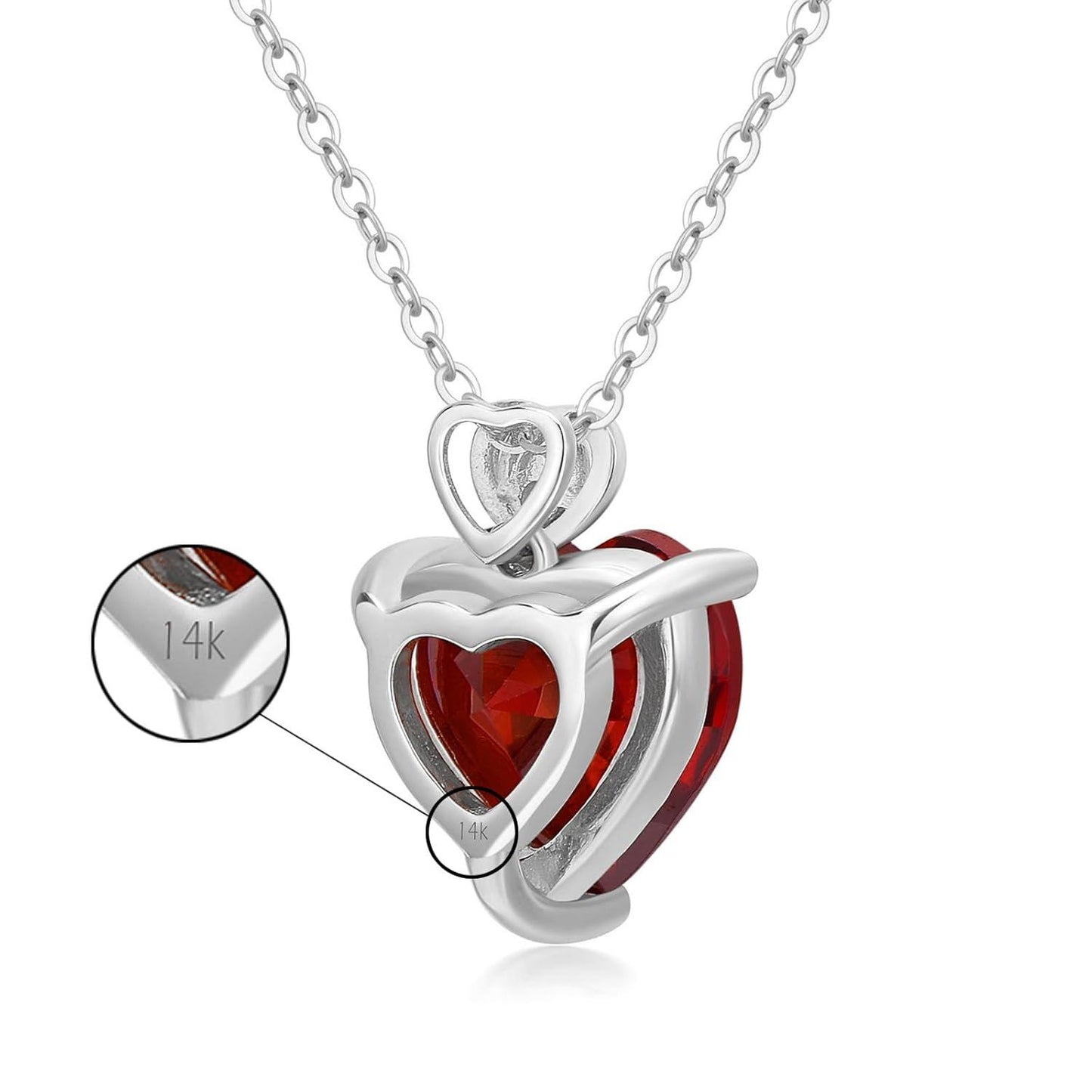 14K White Gold 3ct  Emerald Birthstone Pendant Necklace