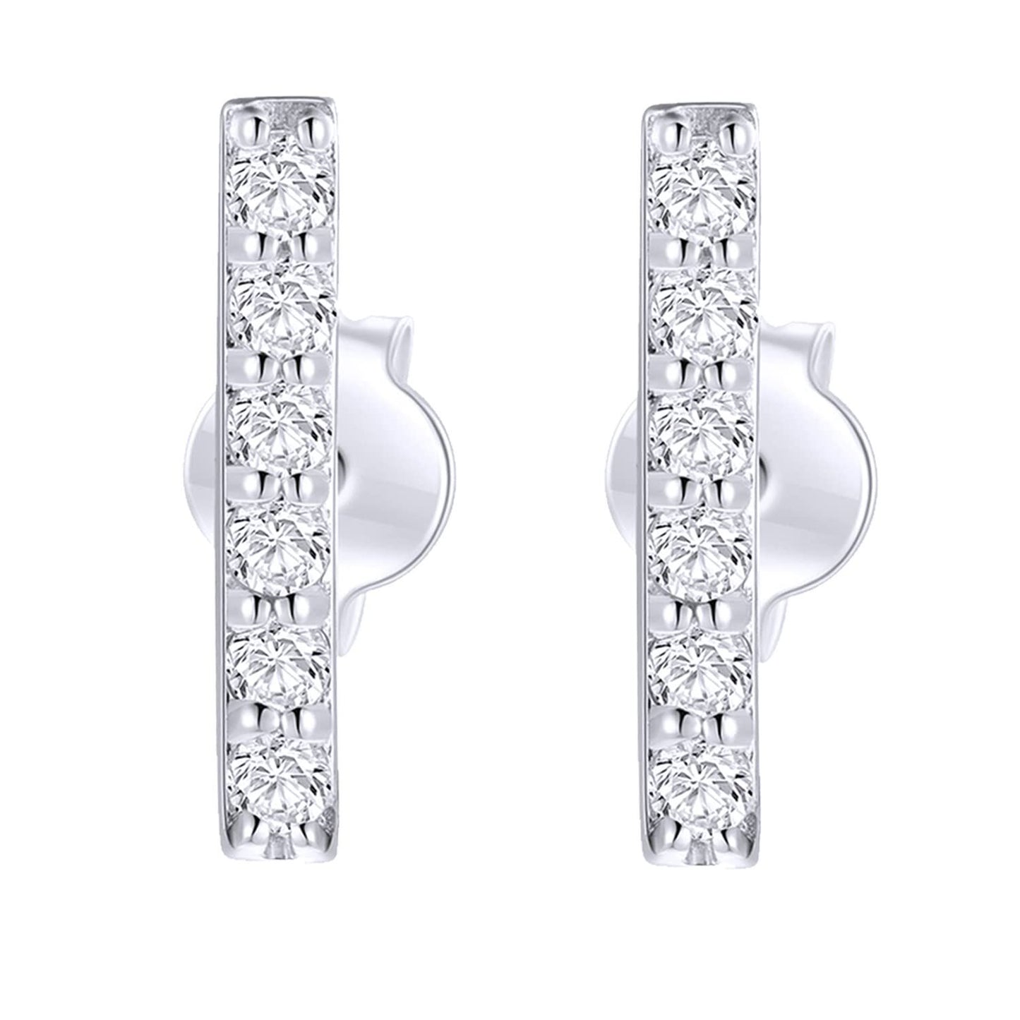 14K White Gold Moissanite Bar Stud Earrings