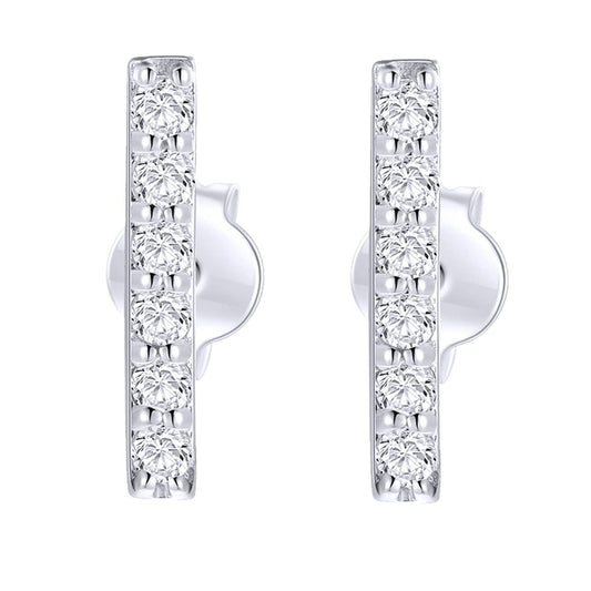 Diamond Earrings, Bar Studs, 14K White Gold, Natural Diamond, 2 Carat Diamond, Round Cut Diamond, Modern Jewelry, Fine Jewelry, Gift for Her