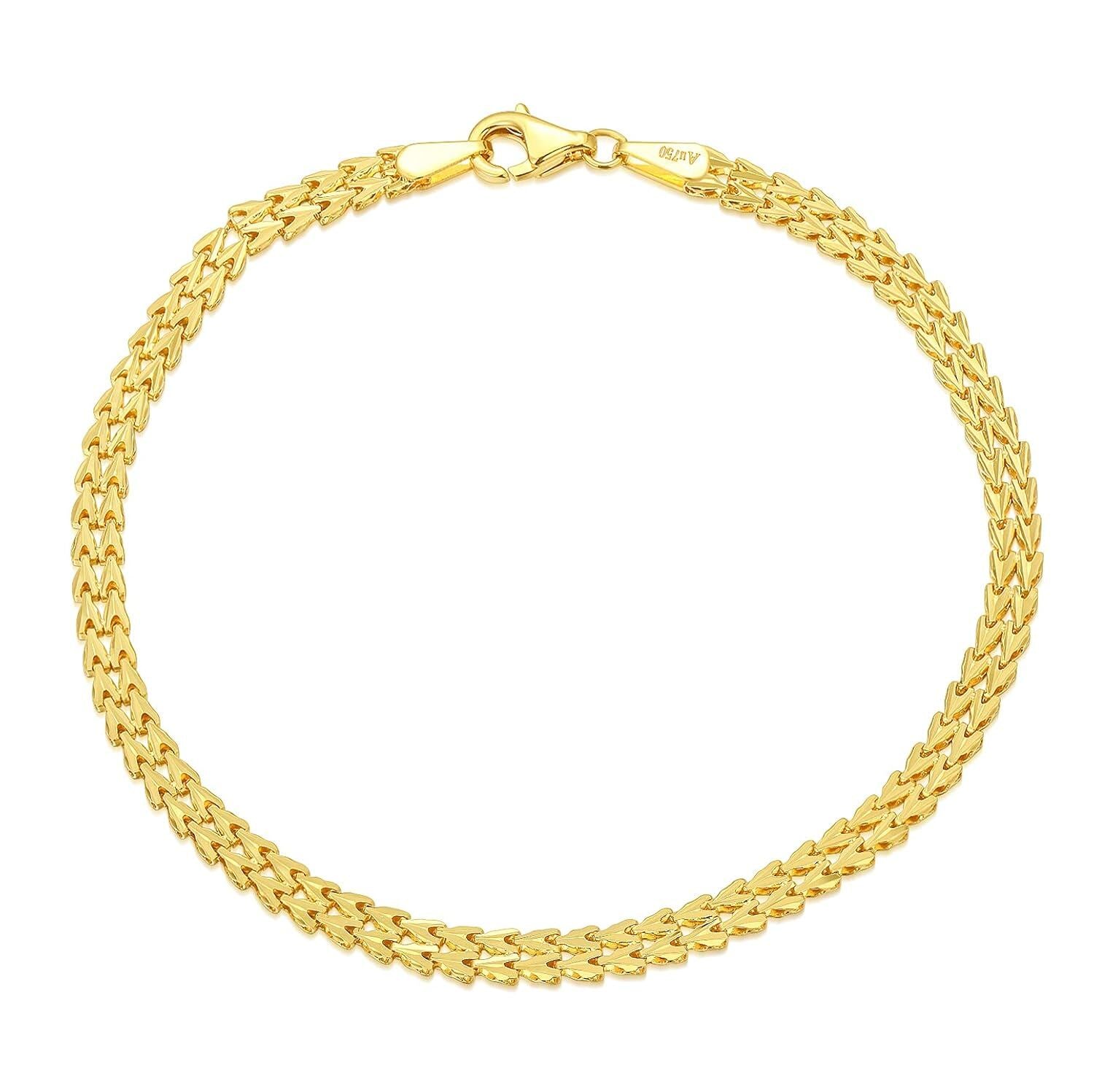 18K Gold Classic Minimalist Italian Link Chain Bracelet