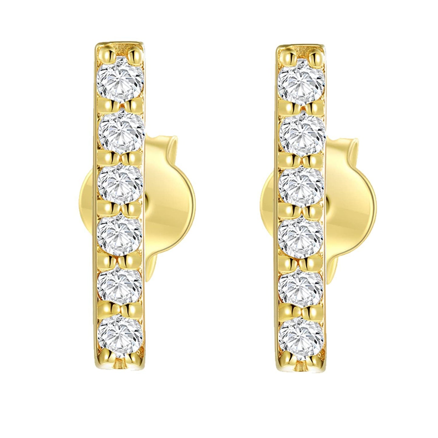 Pendientes de barra de oro blanco de 14 quilates con diamantes naturales de talla redonda de 2 quilates de peso total
